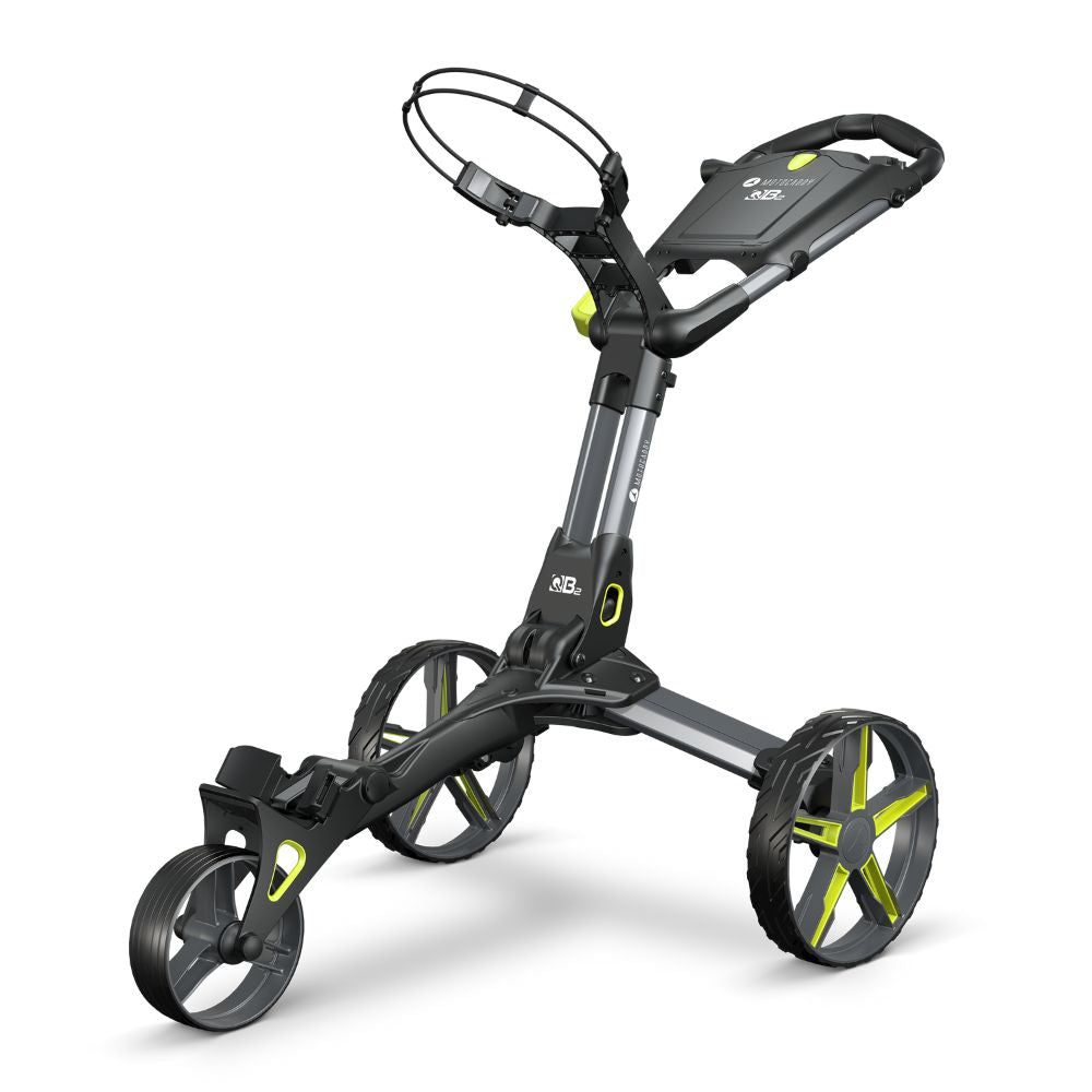 Motocaddy QB2 Cube Compact Folding Push Golf Trolley 2025 - Charcoal / Lime Charcoal / Lime