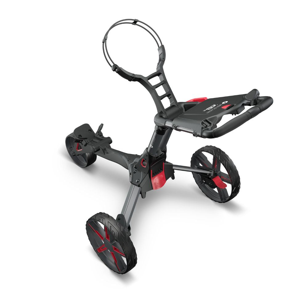 Motocaddy QB2 Cube Compact Folding Push Golf Trolley 2025 - Charcoal / Red