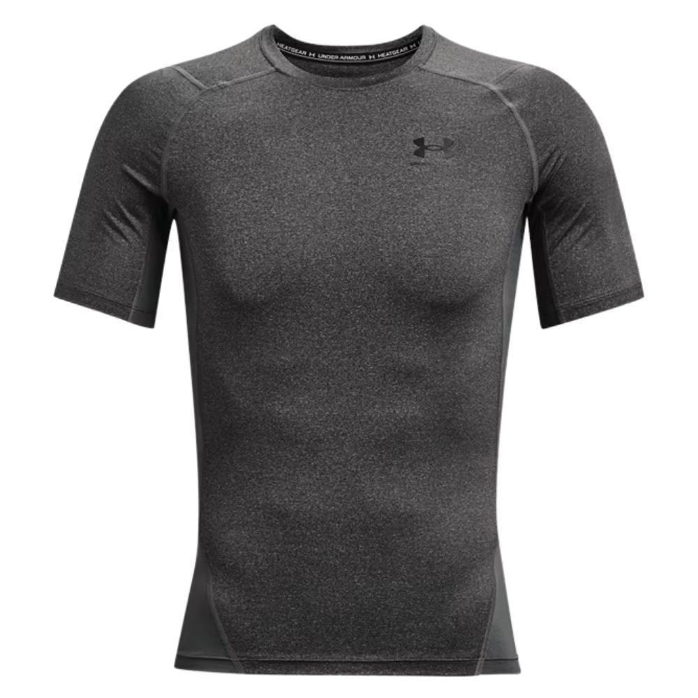 Under Armour HeatGear Short Sleeve Compression Mock - 1361518-090 Carbon Heather / Black 090 S