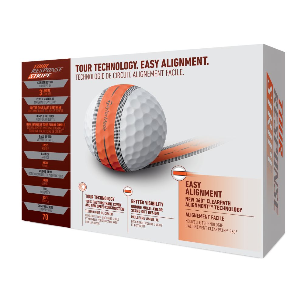 TaylorMade Tour Response Stripe Golf Balls 2024 - White Orange   
