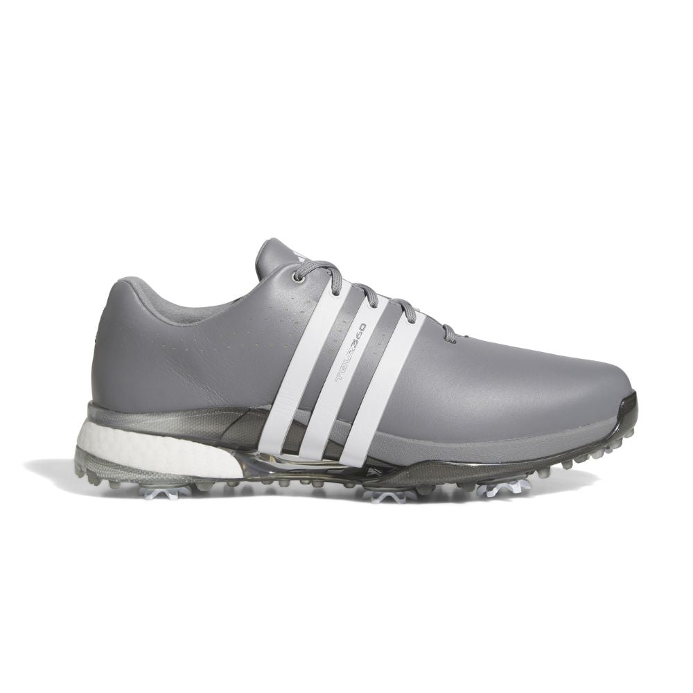 adidas Tour 360 Mens Leather Spiked Golf Shoes 2025 - JP8533 Grey Three / Preloved Violet 8