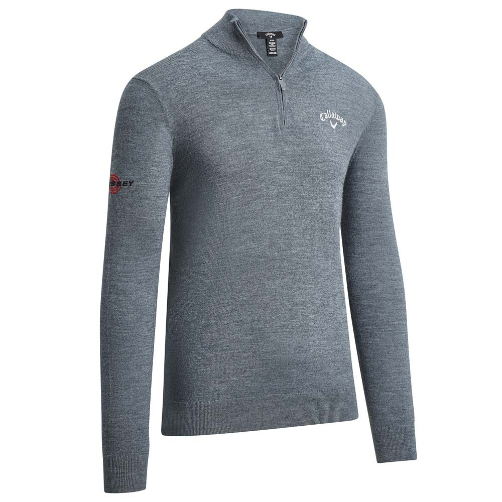 Callaway Blended Merino 1/4 Zip Mens Golf Sweater - Steel Heather