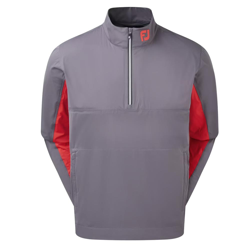 Footjoy Hydroknit Half-Zip Waterproof Golf Jacket - Charcoal/Red