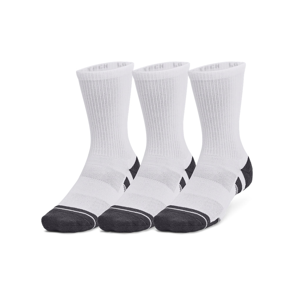 Under Armour Performance Tech Crew Socks 3 Pack 1379512-100 White / White / Jet Grey 100 Medium 