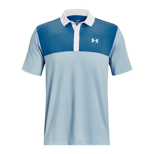 Under Armour UA Performance 3.0 Colour Block Golf Polo Shirt 1377375-490 Blizzard/Cosmic Blue/White 490 M 