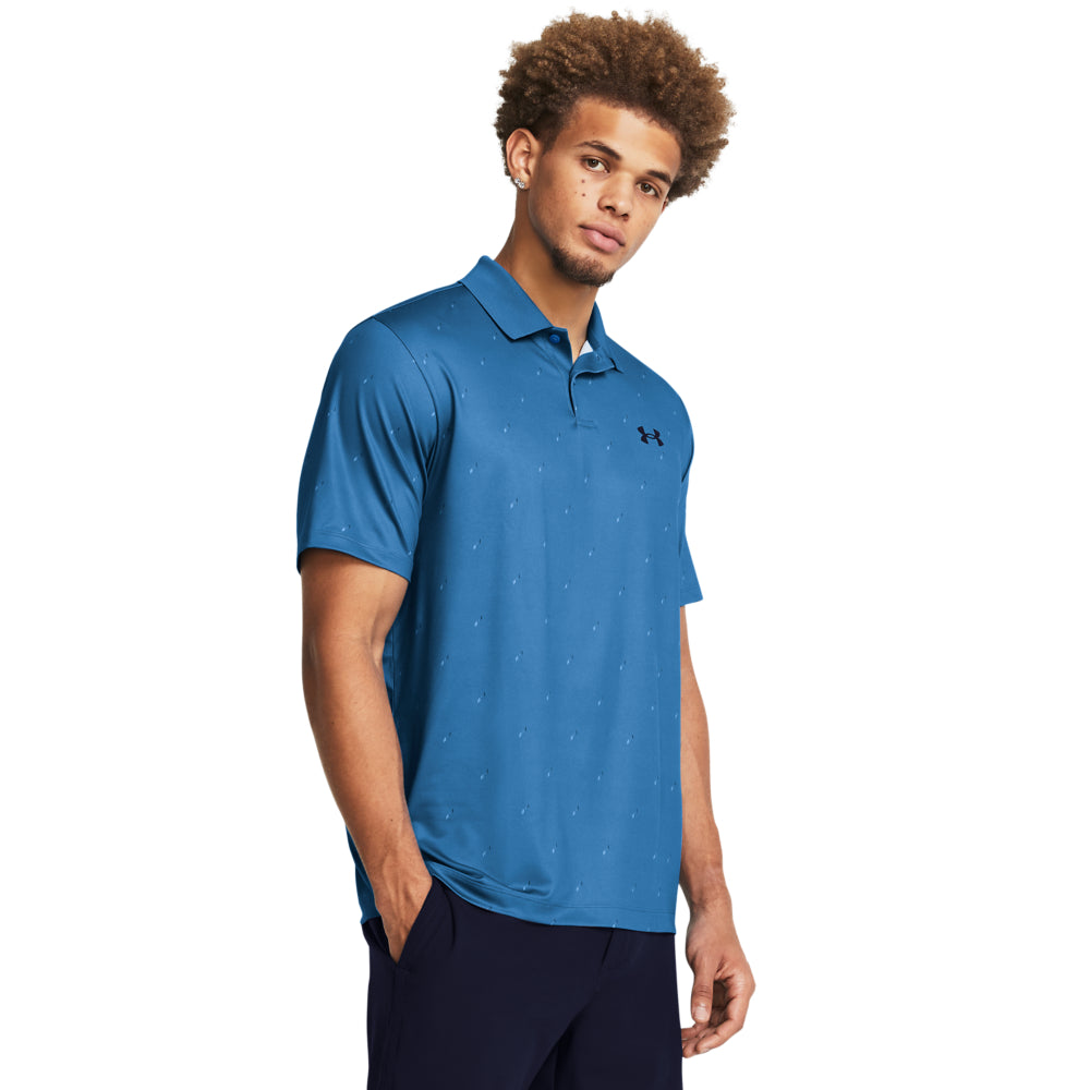 Under Armour Performance 3.0 Printed Golf Polo Shirt 1377377-407 Phantom Blue / Midnight Navy 407 M 