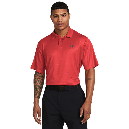 Under Armour Performance 3.0 Printed Golf Polo Shirt 1377377-815 Red Solstice / Castlerock 815 M 
