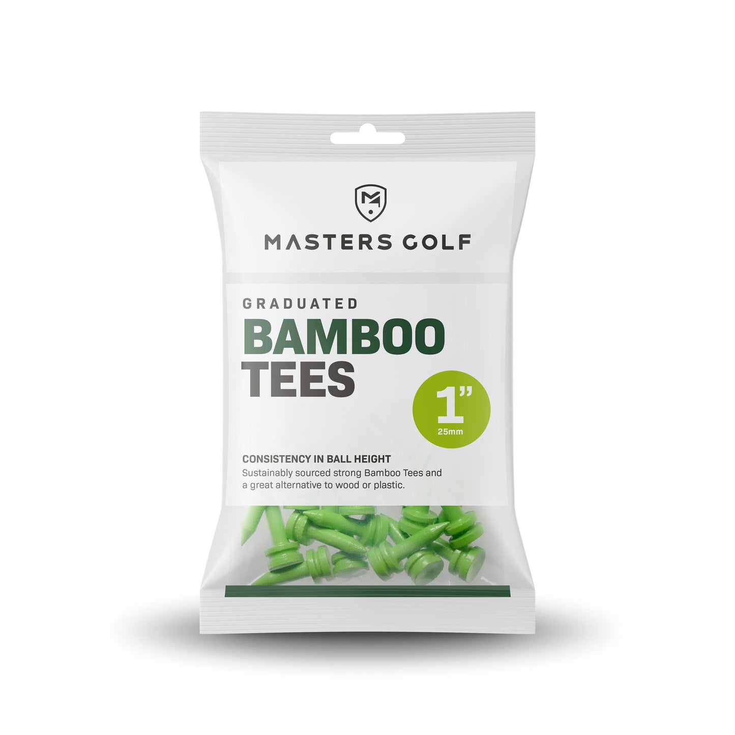 Masters Golf Bamboo Graduated Castle Tees Lime 1"