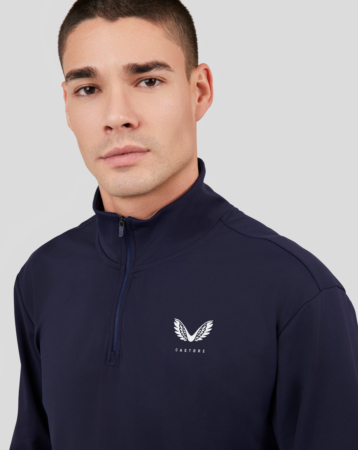 Castore Golf Mainline Classic Zip Mock Neck Pullover Top CMA40173 Midnight Navy 175 S
