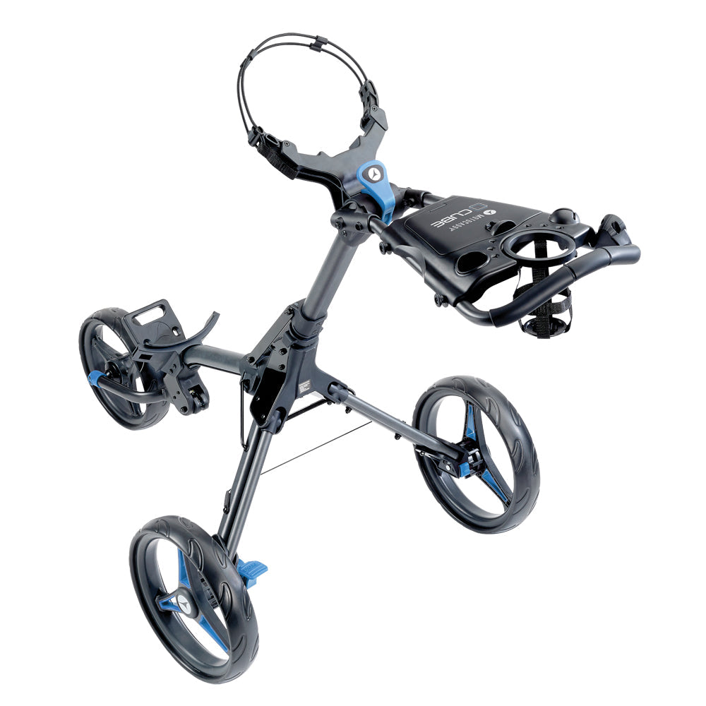 Motocaddy Cube Compact Push Golf Trolley Graphite/Blue  