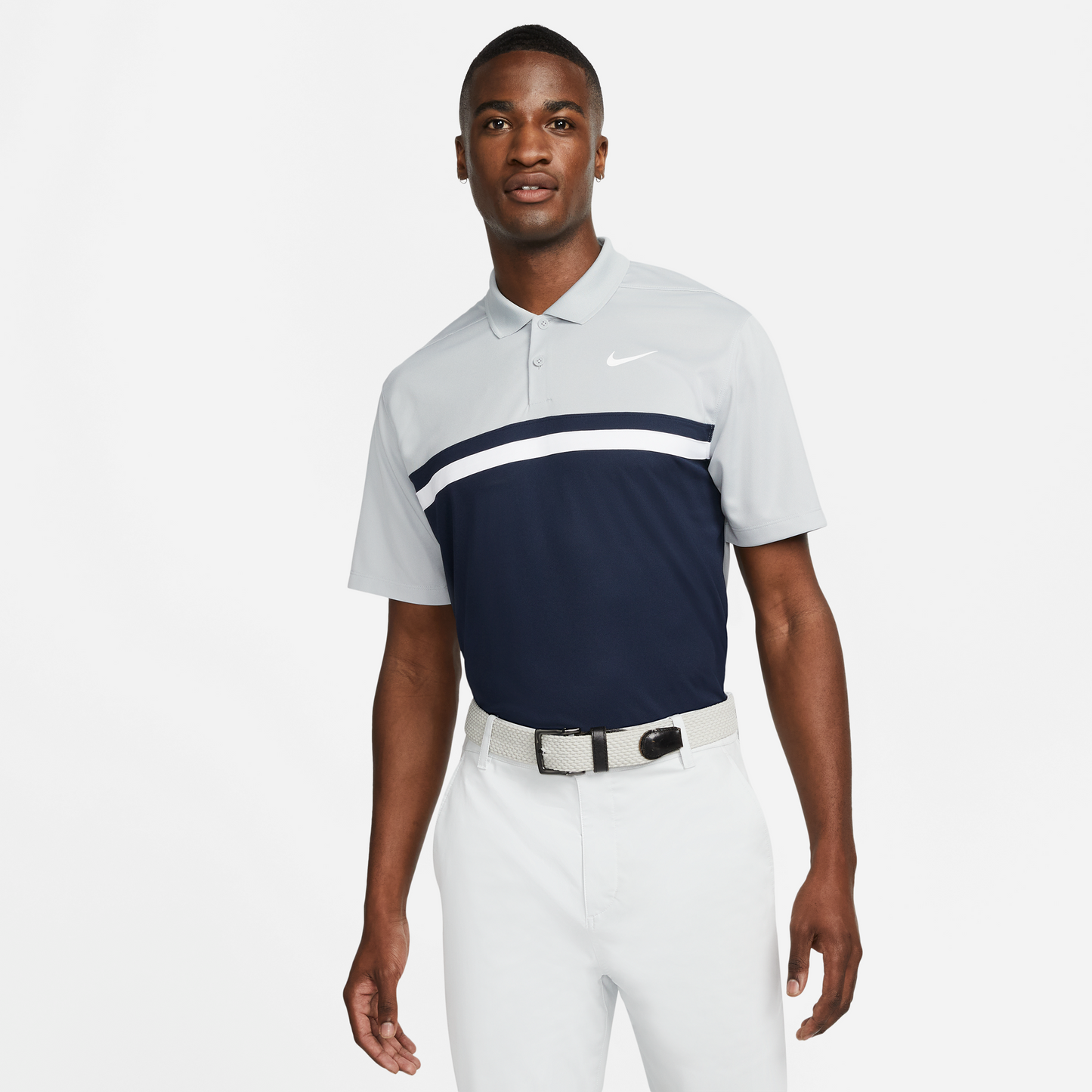 Nike Golf Dri Fit Victory Colour Block Polo Shirt DH0845 Smoke Grey / Obsidian / White 077 M