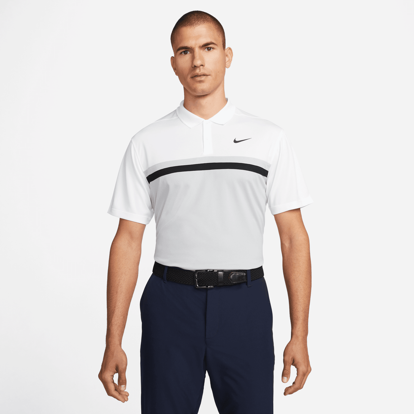 Nike Golf Dri Fit Victory Colour Block Polo Shirt DH0845 White / Smoke Grey / Black 100 M