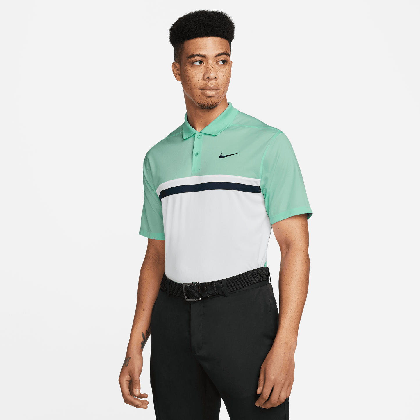 Nike Golf Dri Fit Victory Colour Block Polo Shirt DH0845 Mint Foam / White / Obsidian 379 M