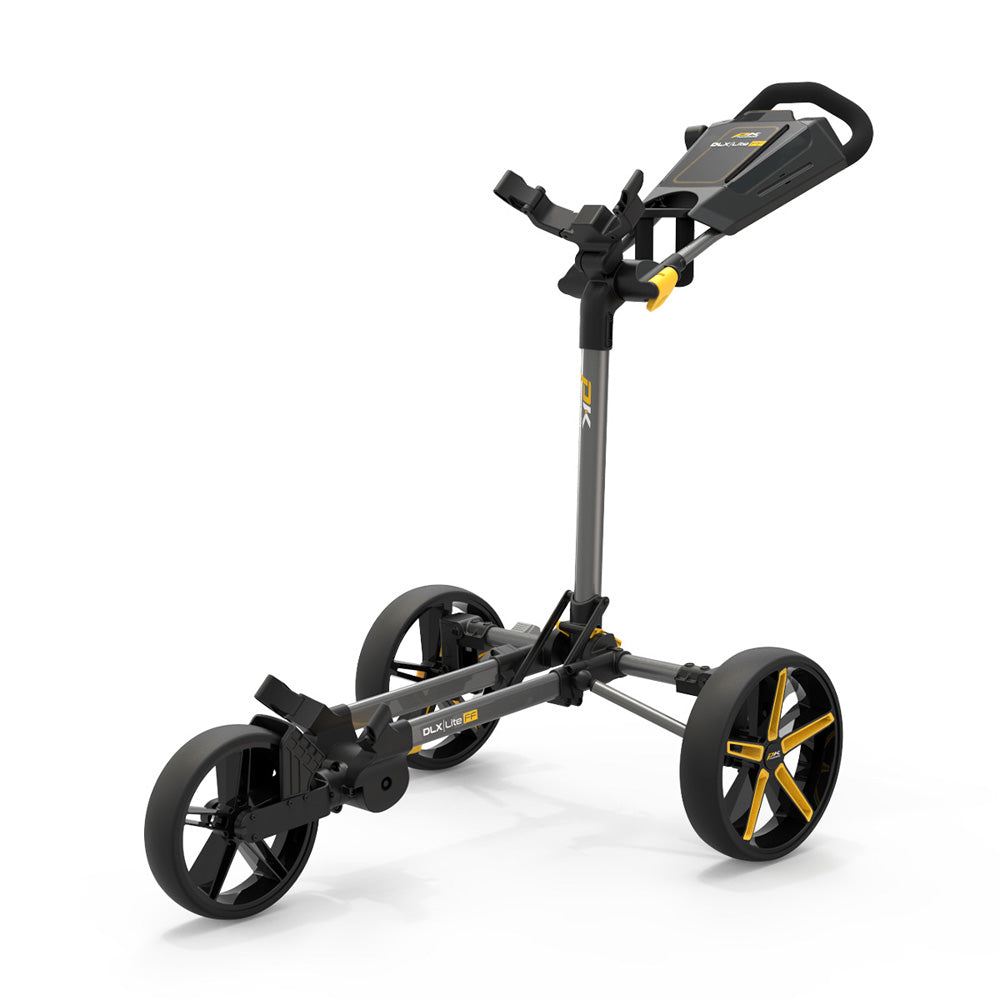 PowaKaddy DLX Lite FF Golf Trolley Gun Metal/Yellow  