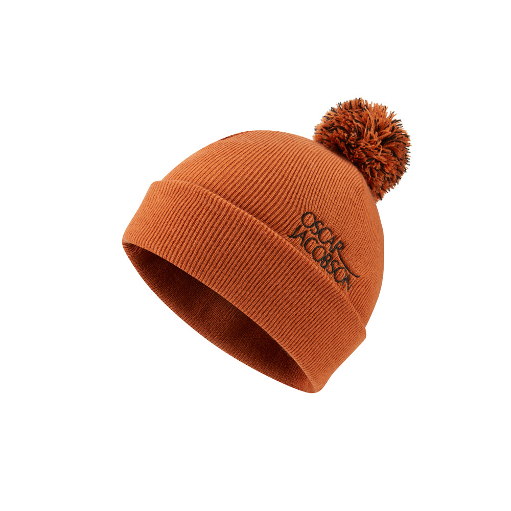 Oscar Jacobson Knitted II Golf Bobble Hat Orange Rust OSFA