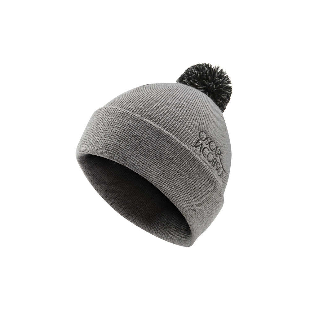 Oscar Jacobson Knitted II Golf Bobble Hat Pewter OSFA