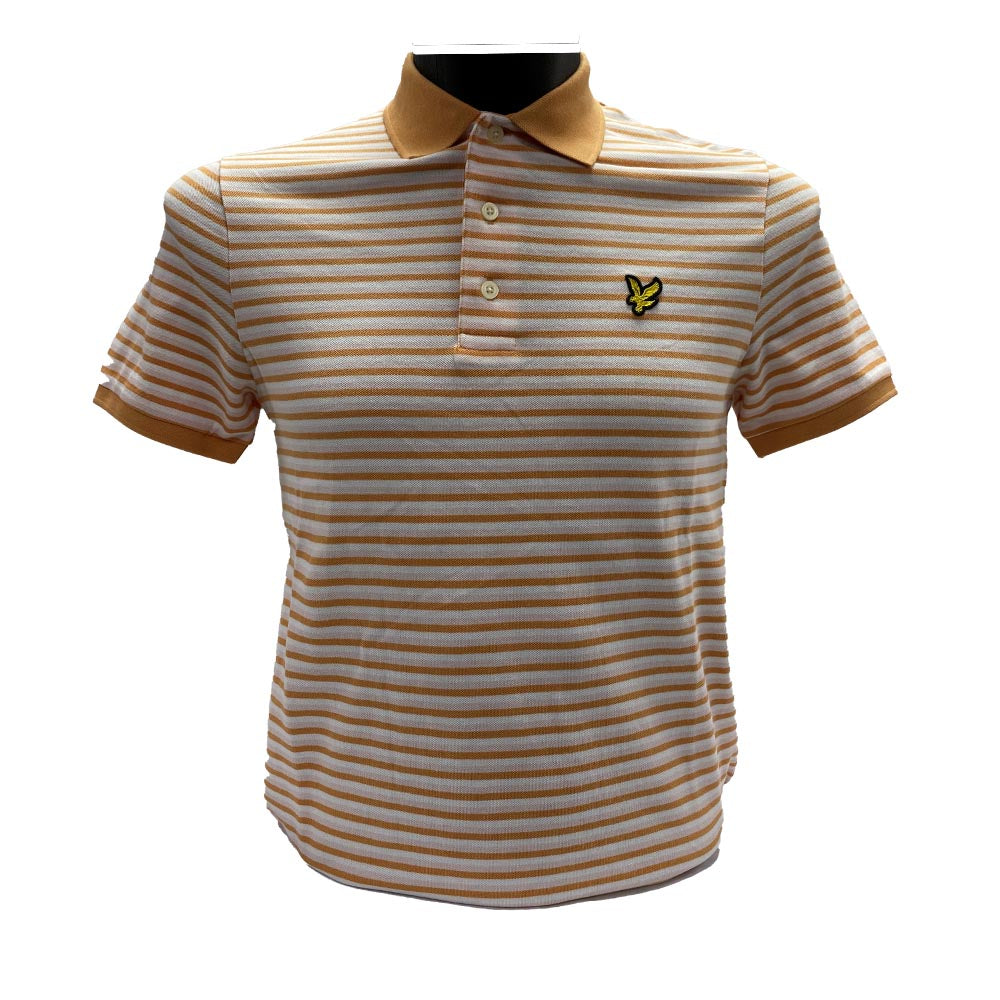 Lyle & Scott Golf Stripe Men's Polo Shirt Stonewash Pink/Melon XS