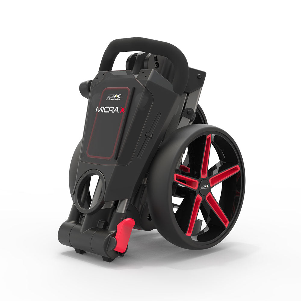 Powakaddy Micra Cube Compact Push Golf Trolley Gun Metal / Red