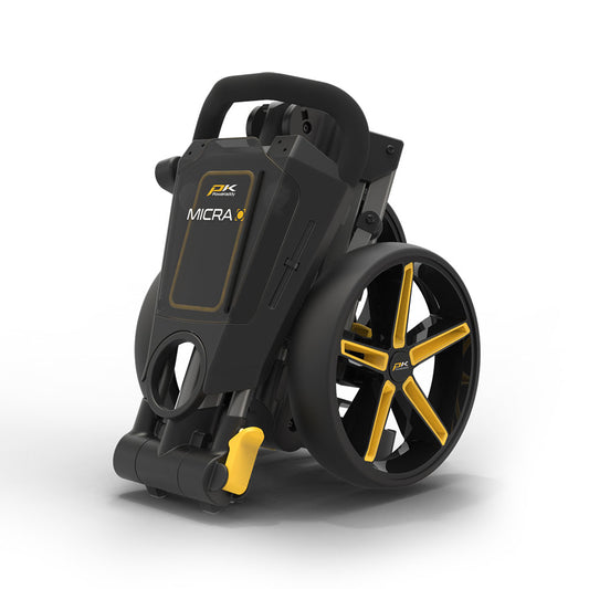 Powakaddy Micra Cube Compact Push Golf Trolley Gun Metal / Yellow