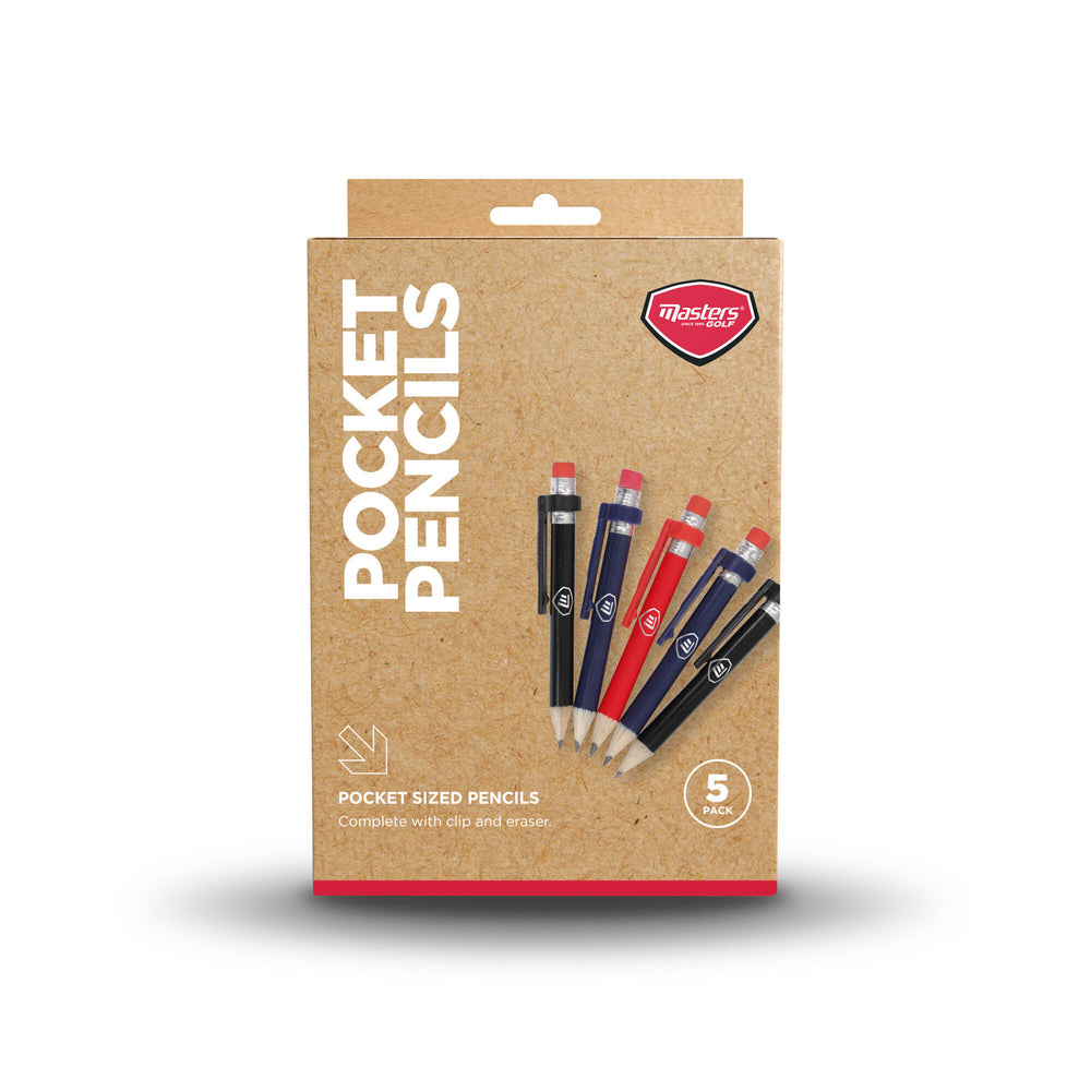 Masters Golf Wood Pencils with Clip and Eraser 5 Pack