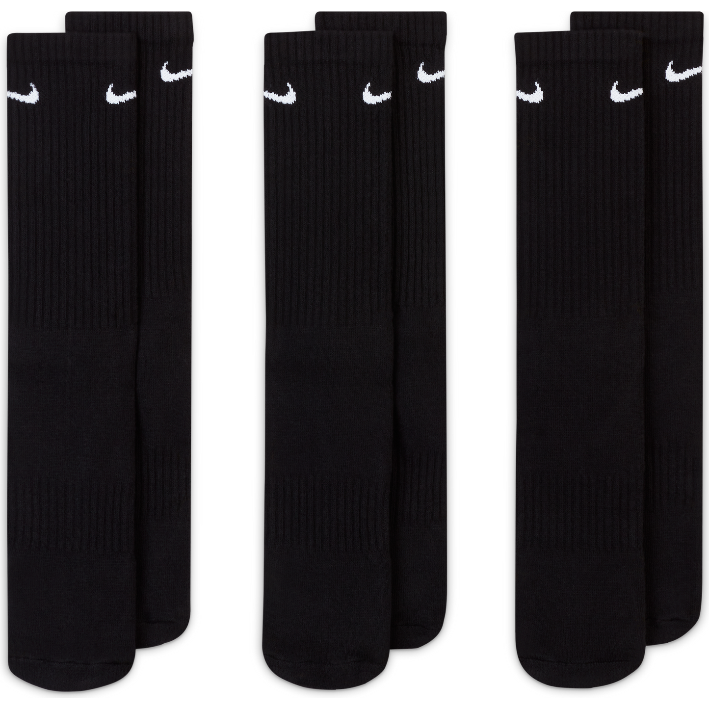 Nike Golf Everyday Cushioned Crew Socks 3 Pack SX7664 Black S 