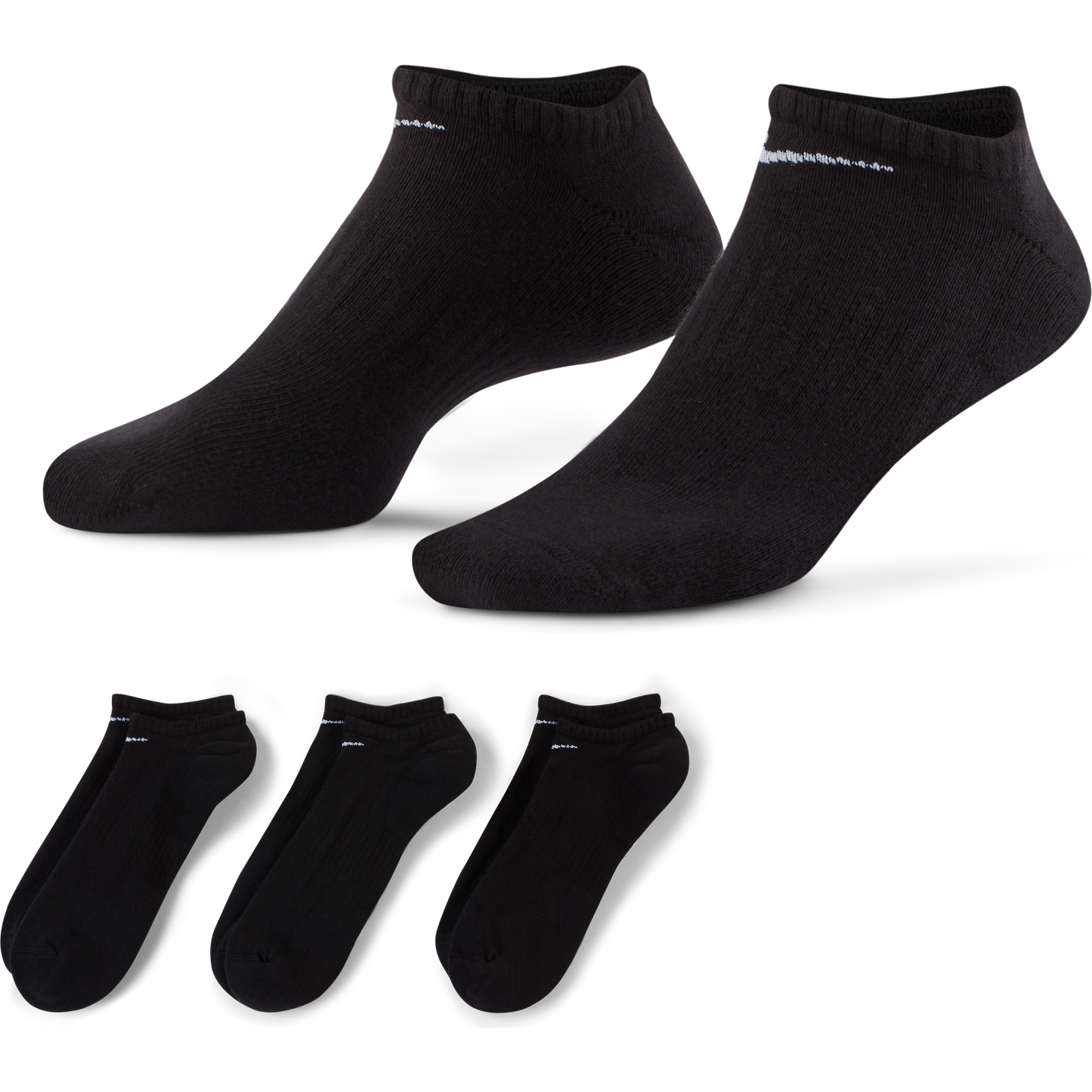 Nike Golf Everyday Lightweight No Show Golf Socks 3 Pack SX7673 Black 010 S