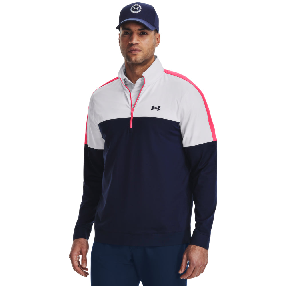 Under Armour UA Storm 1/2 Zip Golf Midlayer Pullover Top 1377398 Midnight Navy / White / Pink Shock 411 M 