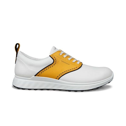 Ecco S-Casual Saddle Mens Spikeless Golf Shoes 2025 - 102854-59579 White / Saffron EU42 UK8-8.5