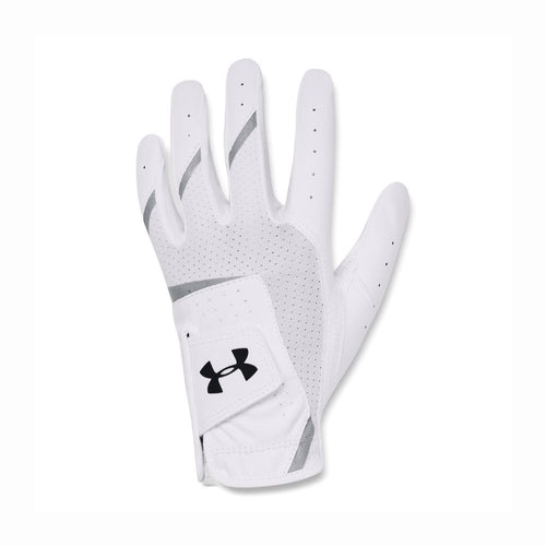 Under Armour Iso-Chill Left Handed Junior Golf Glove 2025 - 1370273-100 White / Metallic Silver / Black 100 M