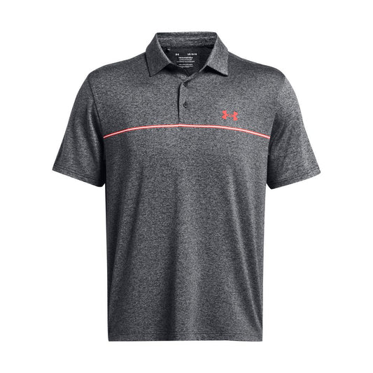 Under Armour UA Playoff 3.0 Stripe Golf Polo Shirt 1378676-005 Black / Red Solstice 005 M 