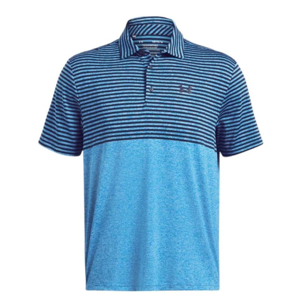 Under Armour UA Playoff 3.0 Stripe Golf Polo Shirt 1378676-407 Phantom Blue / Midnight Navy 407 M 