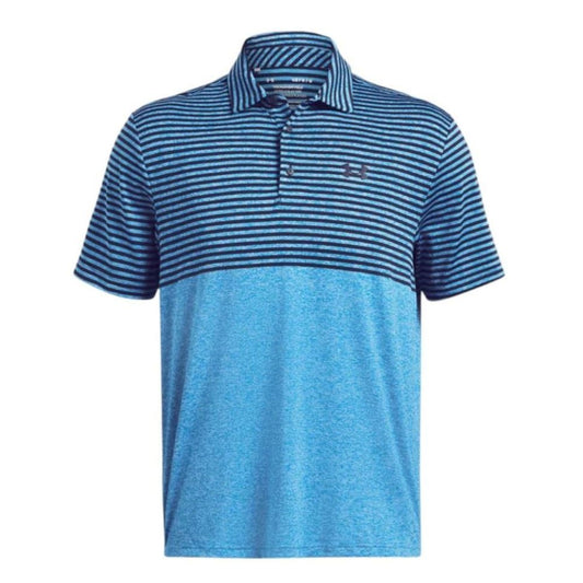 Under Armour Playoff 3.0 Stripe Golf Polo Shirt - 1378676-407 Phantom Blue / Midnight Navy 407 M