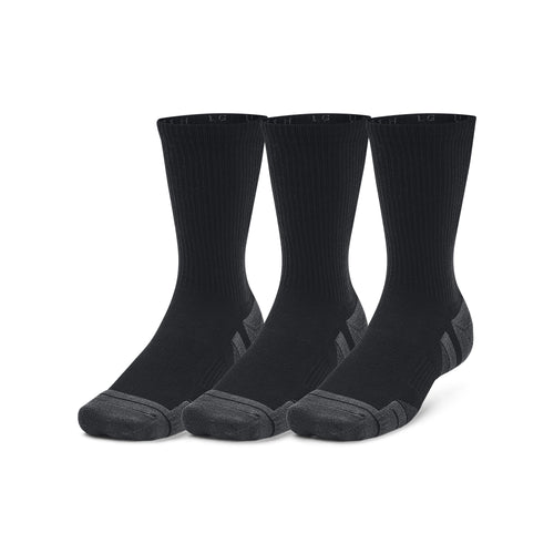Under Armour Performance Tech Crew 3 Pack Golf Socks - 1379512 Black/Black/Jet Grey 001 Medium