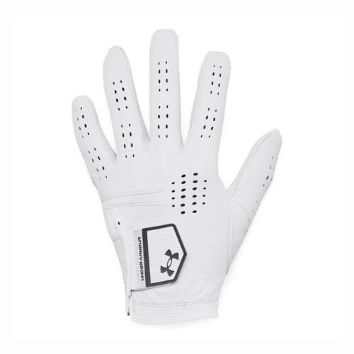 Under Armour Drive Tour Leather Golf Glove 2025 - 1382003-100 White / Castlerock / Castlerock 100 S