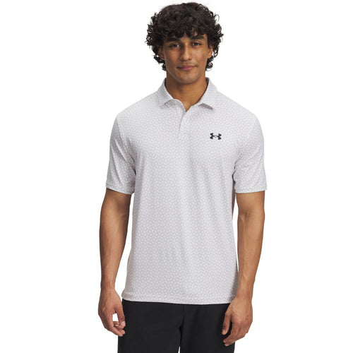 Under Armour Tee To Green Printed Mens Golf Polo Shirt 2025 - 1383715-102 White / Halo Grey / Black 102 M
