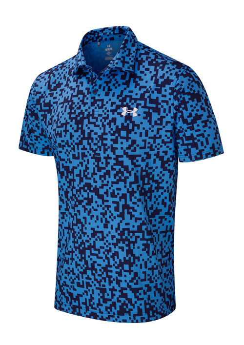 Under Armour Tee To Green Printed Mens Golf Polo Shirt 2025 1383715-415 Midnight Navy / Blue Atlantis / White 415 M