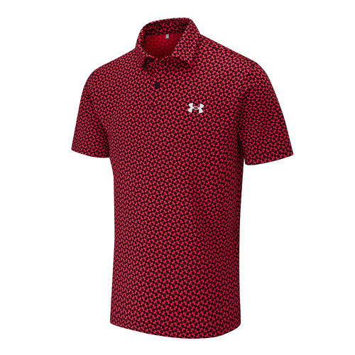 Under Armour Tee To Green Printed Mens Golf Polo Shirt 2025 - 1383715-713 Racer Red / Black / Black 713 M