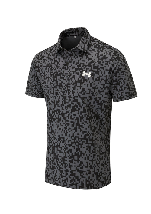 Under Armour Tee To Green Printed Mens Golf Polo Shirt 2025 - 1383715-005 Black / Castlerock / White 005 M