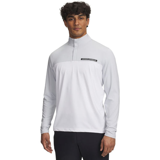 Under Armour UA Tee To Green 1/4 Zip Mens Pullover Golf Top 2025 - 1389878-014 Halo Grey / White / Black 014 M