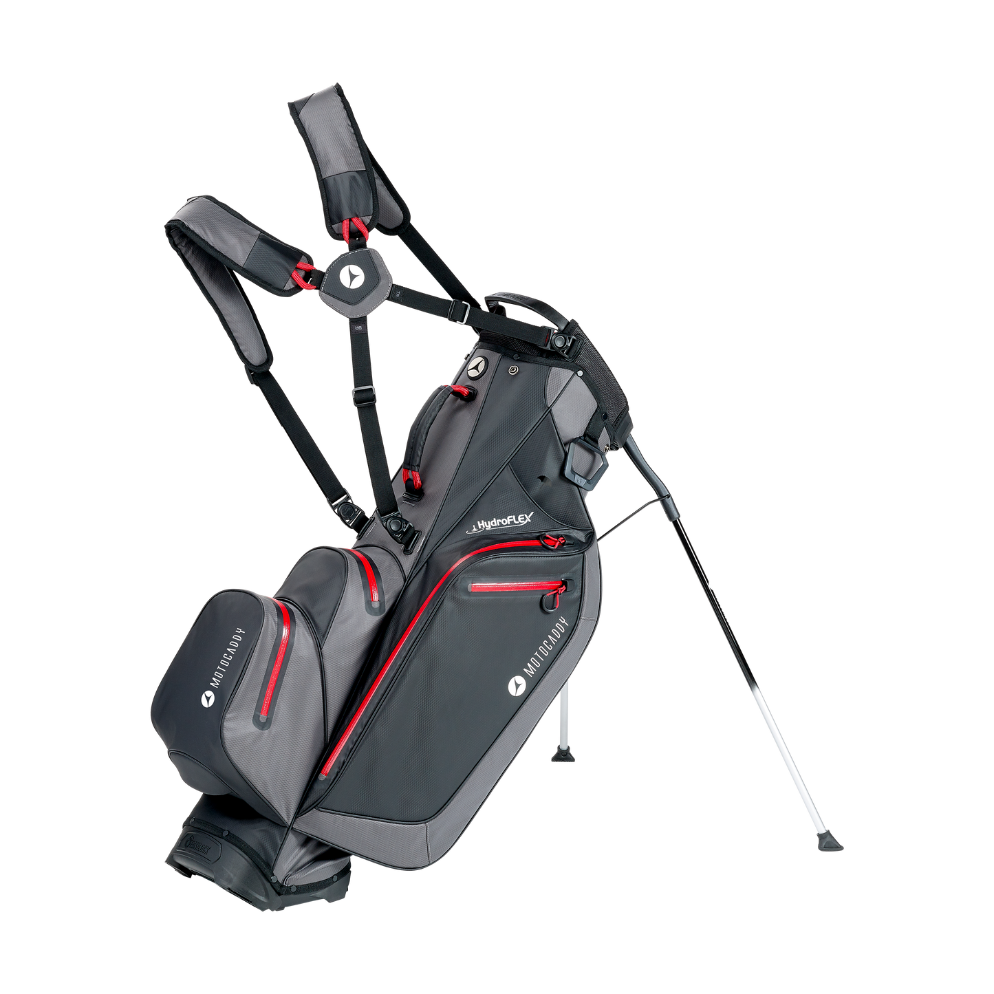 Motocaddy Hydroflex Waterproof Golf Stand Bag Charcoal/Red  