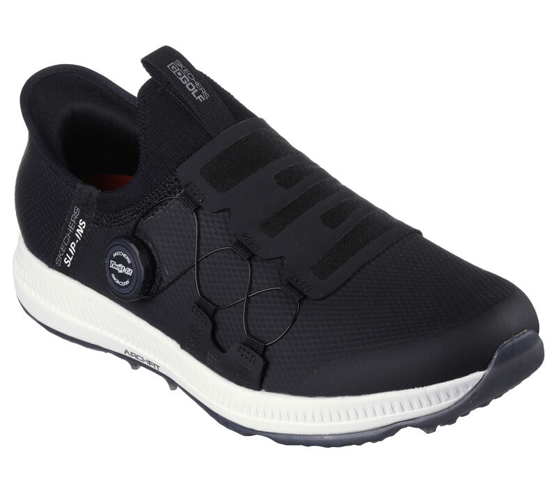 Skechers Go Golf Elite 5 Slip In Spikeless Golf Shoes 214066 + Free Gift Black/White 8 