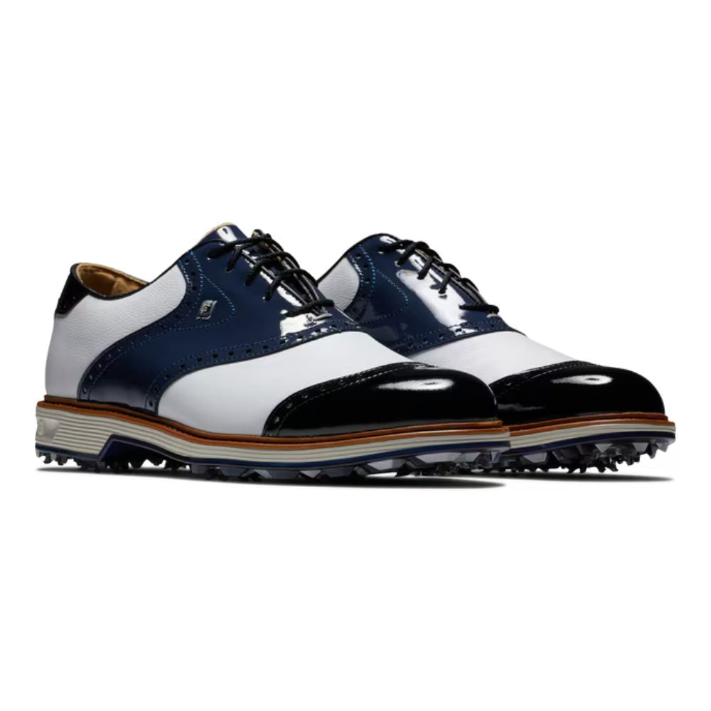 Footjoy Premiere Series Wilcox Spiked Golf Shoes - White Navy Black 54323   