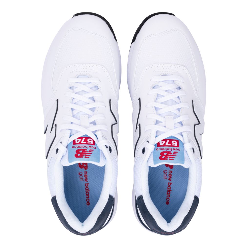 New Balance 574 Greens V2 Mens Spikeless Golf Shoes 2025 - White / Blue