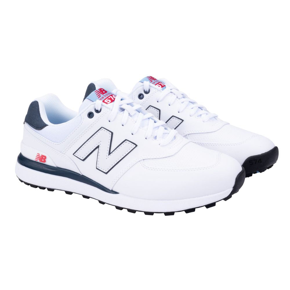 New Balance 574 Greens V2 Mens Spikeless Golf Shoes 2025 - White / Blue