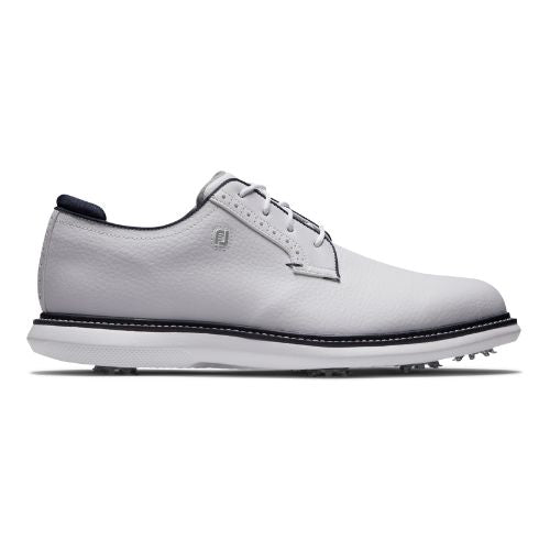 FootJoy Traditions Blucher Mens Spiked Golf Shoes 57938 - White / Navy White / Navy 7 Medium