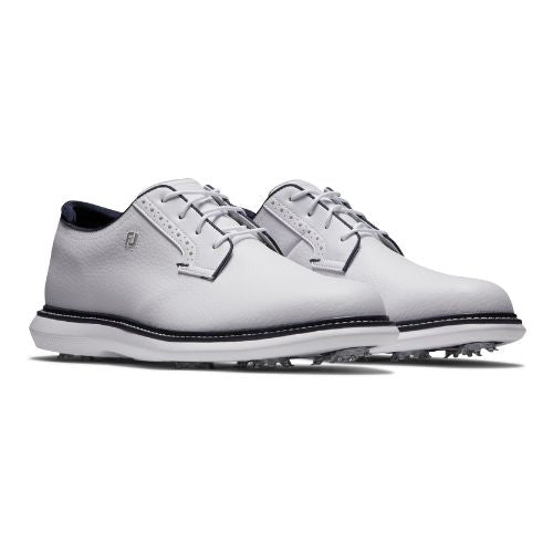 FootJoy Traditions Blucher Mens Spiked Golf Shoes 57938 - White / Navy