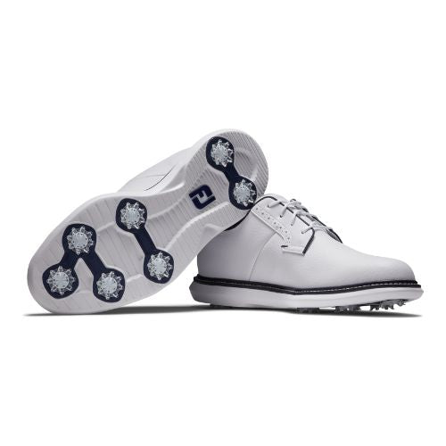 FootJoy Traditions Blucher Mens Spiked Golf Shoes 57938 - White / Navy