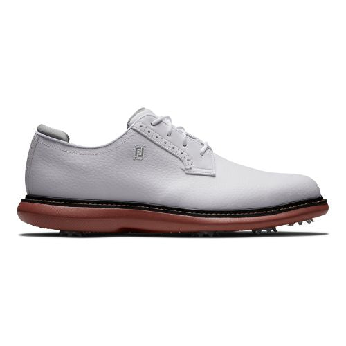 FootJoy Traditions Blucher Mens Spiked Golf Shoes 57946 - White / Brick White / Brick 7