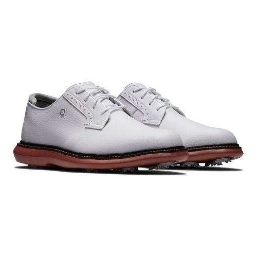 FootJoy Traditions Blucher Mens Spiked Golf Shoes 57946 - White / Brick