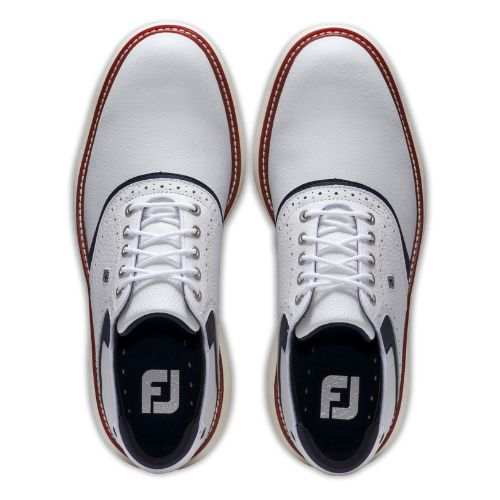 FootJoy Traditions Mens Spiked Golf Shoes 57958 - White / Navy / Red - Limited Edition